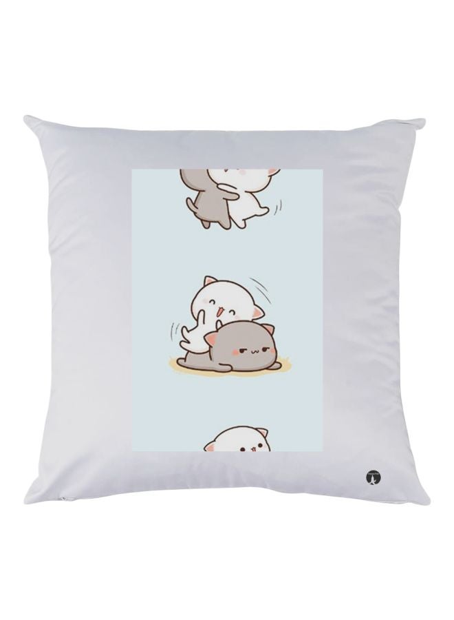 بي بي وسادة زينة مزينة بطبعة قطط أبيض / أخضر / رمادي 30x30سم