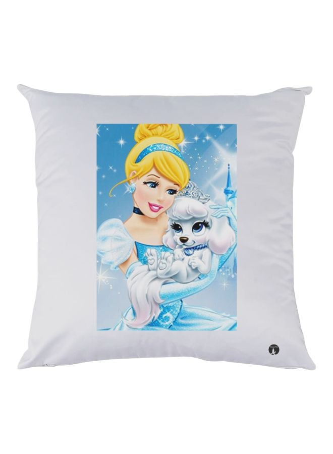 BP Girl Printed Throw Pillow White/Blue/Yellow 30x30cm
