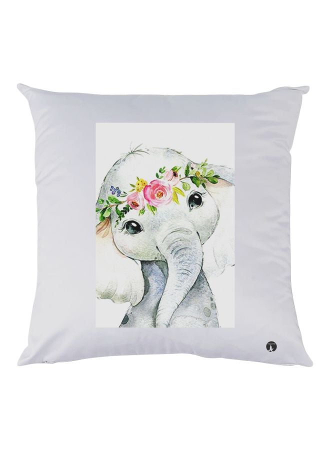 بي بي وسادة زينة بطبعة بتصميم صغير الفيل أبيض/ رمادي/ أخضر 30x30سم