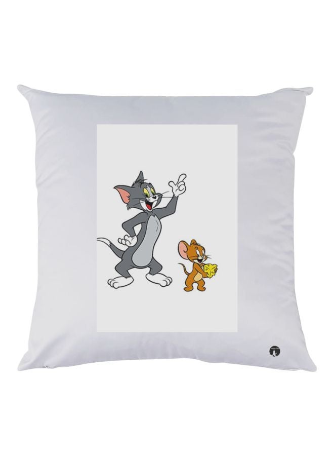بي بي وسادة زينة بطبعة شخصيات الكرتون توم وجيري أبيض/رمادي/بني 30x30سم