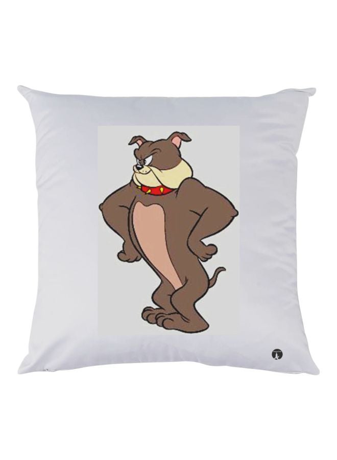 BP Dog With Bow Printed Decorative Throw Pillow White/Brown/Beige 30x30cm