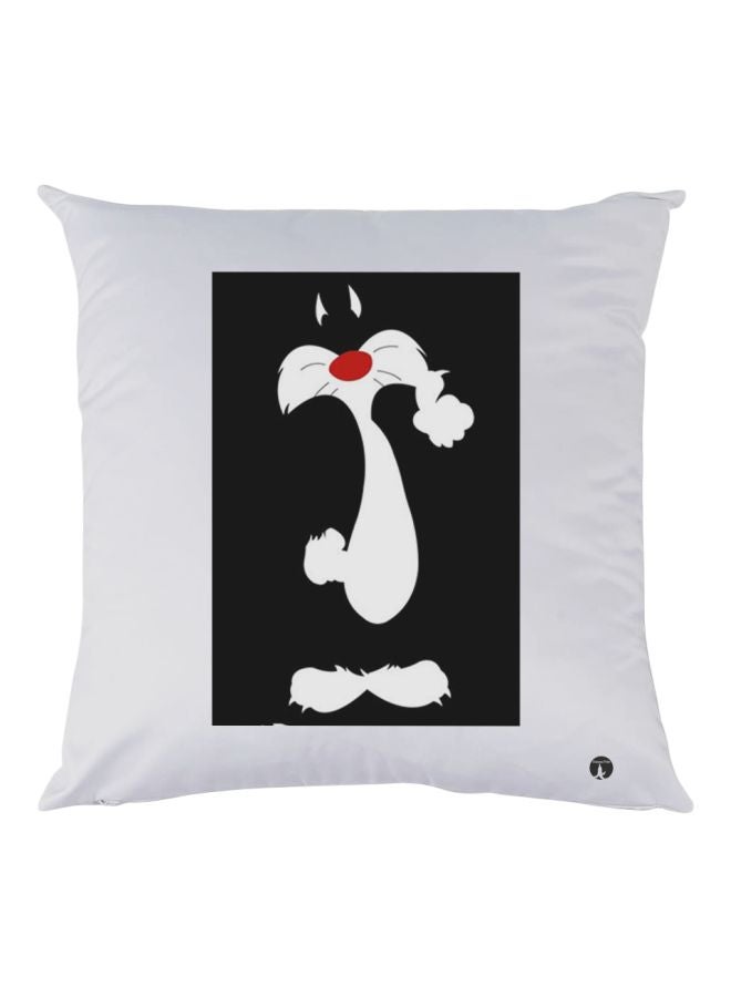 بي بي وسادة زينة للديكور مزينة برسمة قطة أبيض/أسود/أحمر 30x30سم