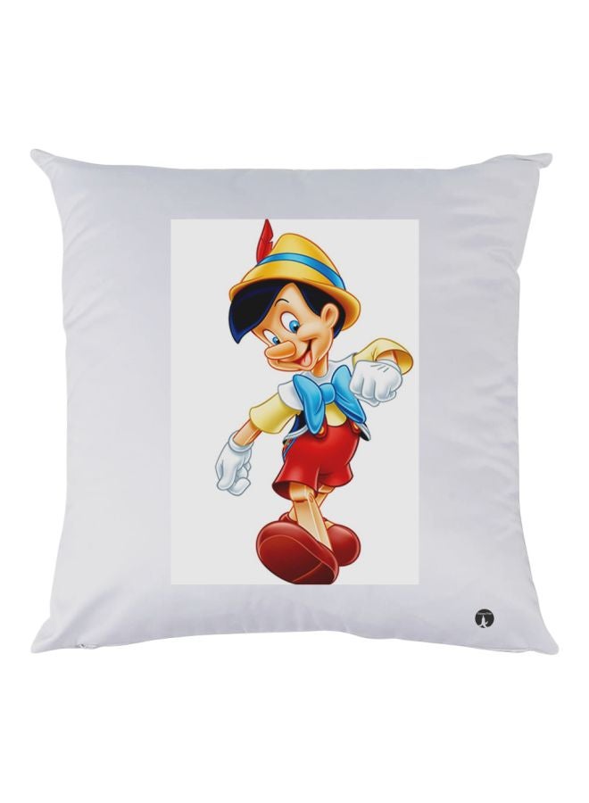 BP Pinocchio Printed Decorative Throw Pillow White/Gold/Red 30x30cm