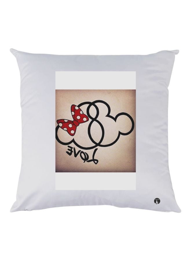 BP Love Printed Decorative Throw Pillow White/Brown/Black 30x30cm