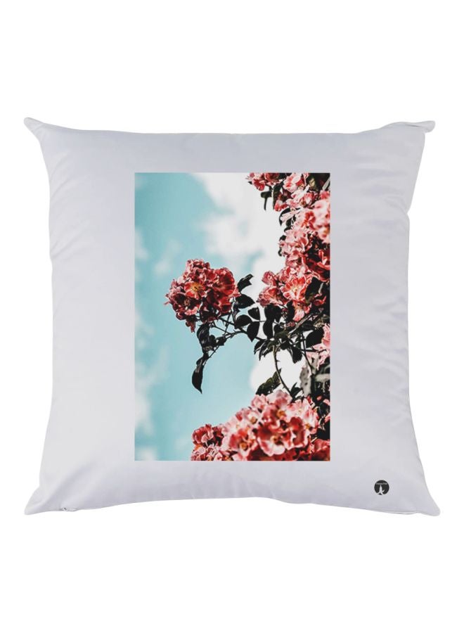 BP Flowers Printed Decorative Throw Pillow White/Blue/Red 30x30cm