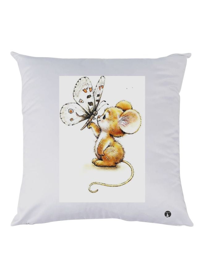 BP Mouse Printed Decorative Throw Pillow White/Yellow/Black 30x30cm