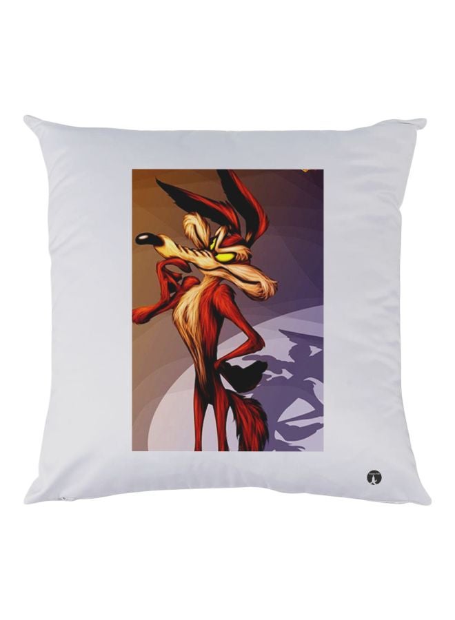 بي بي وسادة زينة للديكور بطبعة تصميم لحيوان أبيض/ ذهبي/ أحمر 30x30سم