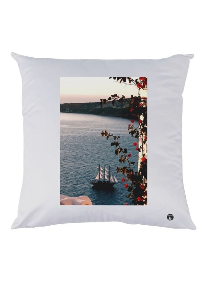 بي بي وسادة زينة مطبوع عليها بحر أبيض/أزرق/أحمر 30x30سم