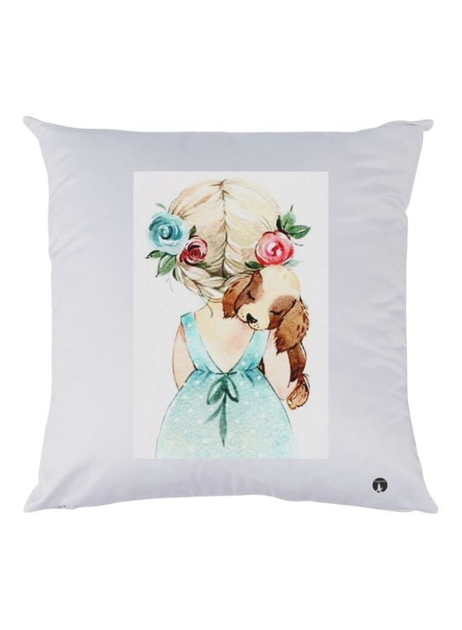 BP Puppy Printed Throw Pillow White/Beige/Blue 30x30cm