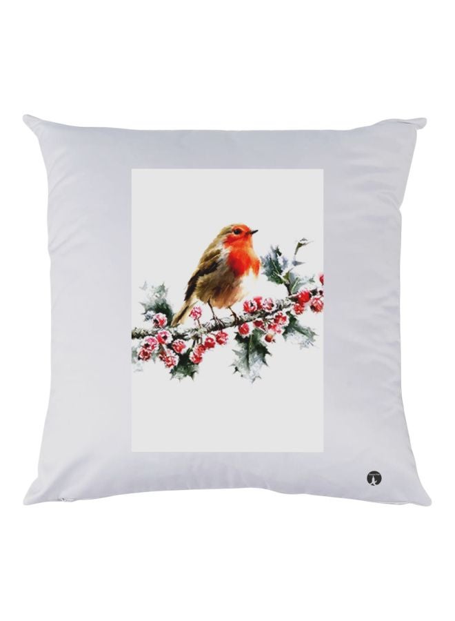 BP Bird Printed Throw Pillow White/Orange/Red 30x30cm