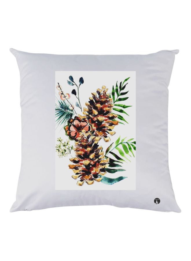 بي بي وسادة زينة بطبعة أزهار أبيض/بيج/أخضر 30x30سم