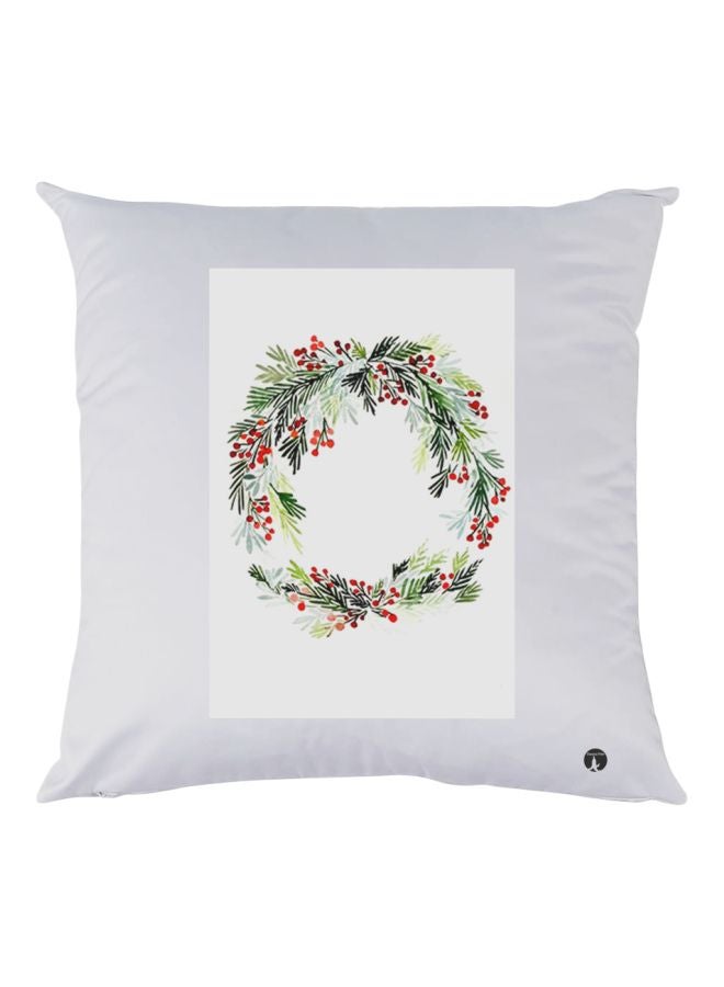 بي بي وسادة زينة بطبعة أزهار أبيض/أخضر/أحمر 30x30سم