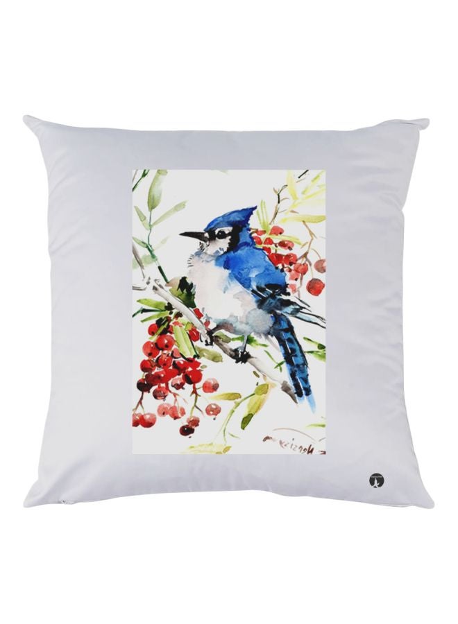 بي بي وسادة زينة بطبعة طائر أبيض/أزرق/أحمر 30x30سم