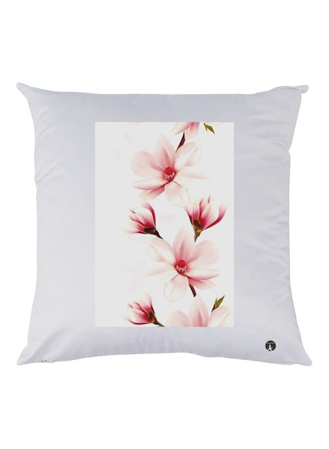 بي بي وسادة زينة بطبعة أزهار أبيض/ وردي/ بيج 30x30سم