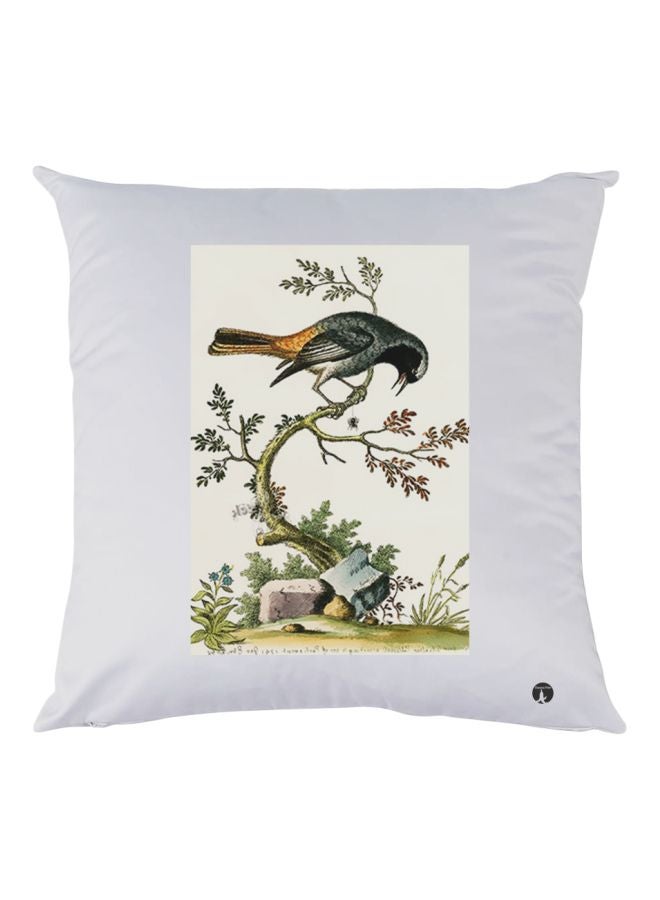 BP Bird Printed Throw Pillow White/Black/Green 30x30cm