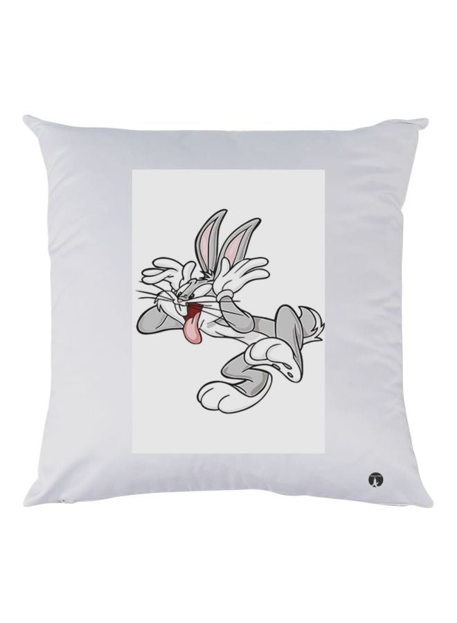 BP Bunny Rabbit Printed Throw Pillow White/Grey 30x30cm