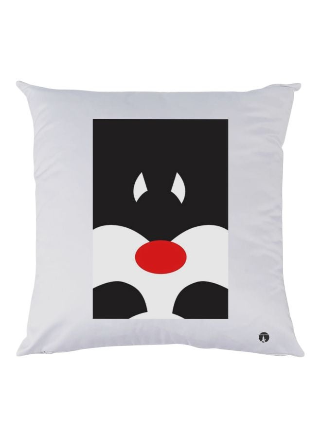 بي بي وسادة زينة مزينة بطبعة رسومات كرتونية أبيض/أسود/أحمر 30x30سم