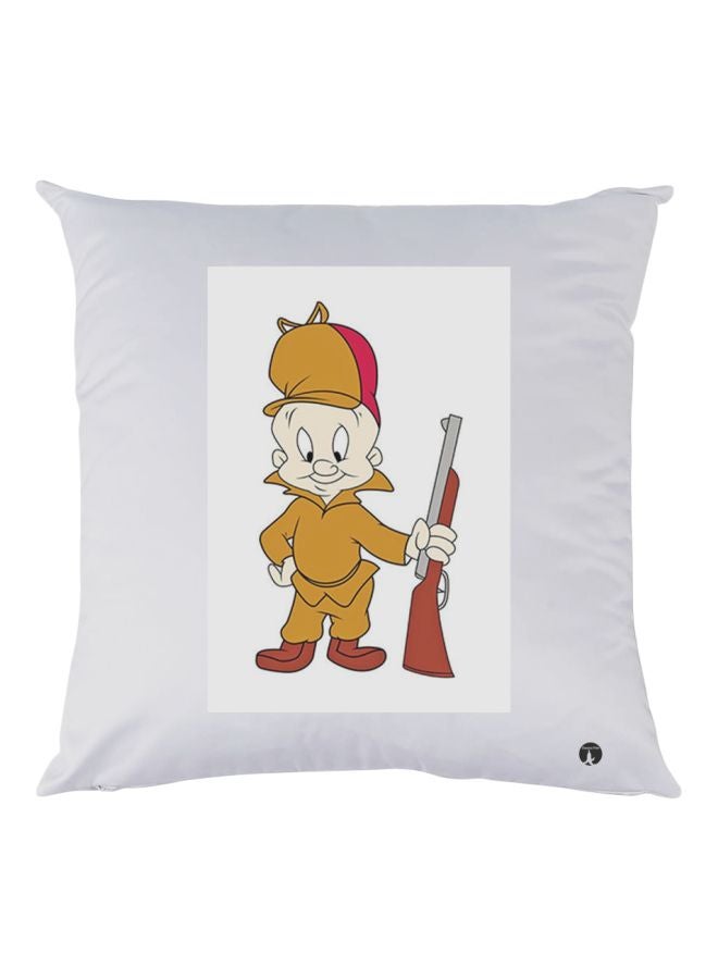 BP Cartoon Printed Throw Pillow White/Brown/Yellow 30x30cm
