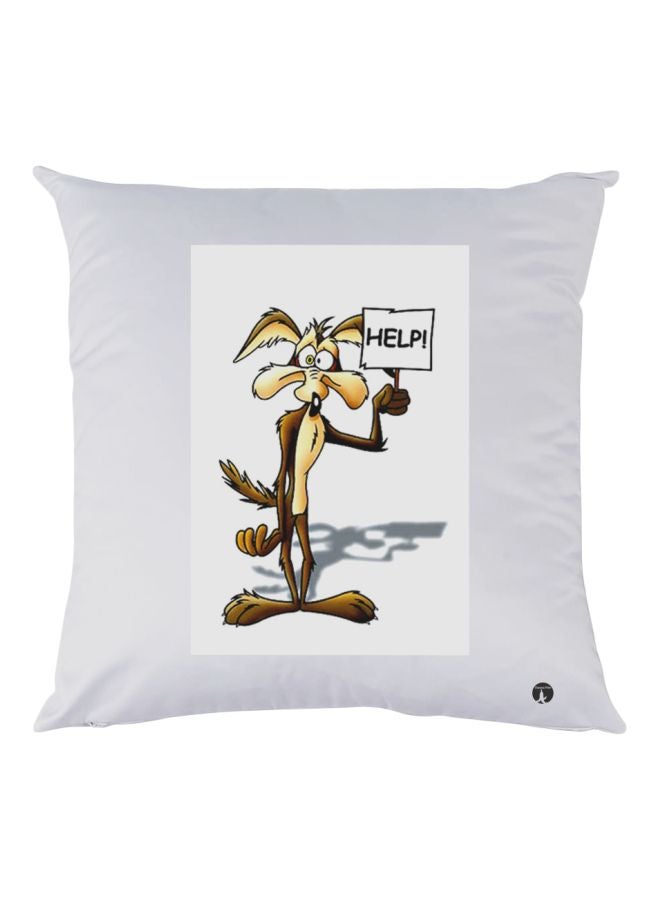 BP Cartoon Printed Throw Pillow White/Brown/Beige 30x30cm