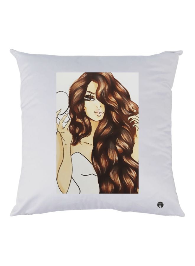 BP Girl Printed Pillow White/Brown/Beige 30x30cm