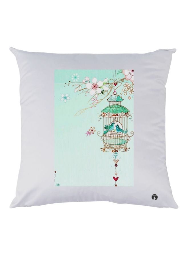 بي بي وسادة زينة بطبعة طيور أبيض/أخضر/أحمر 30x30سم