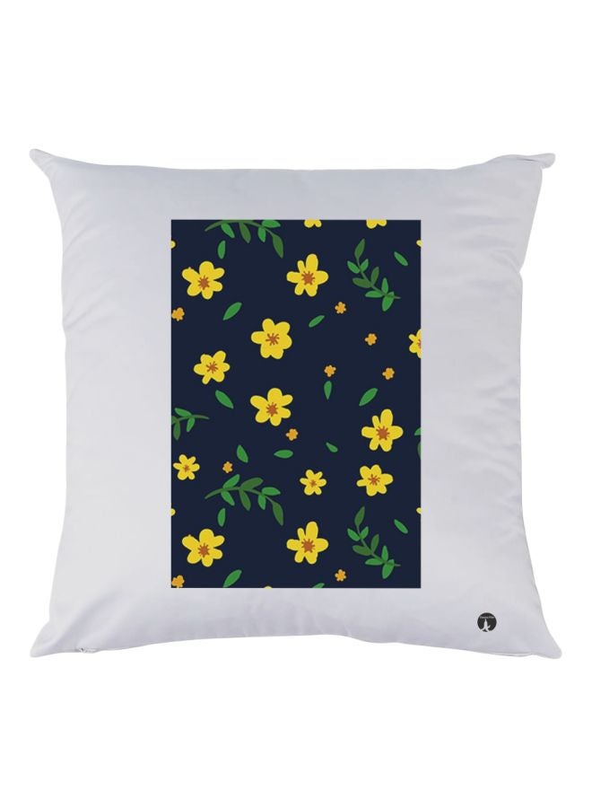 بي بي وسادة مطبوع عليها رسمة ورد أبيض/أزرق/أصفر 30x30سم