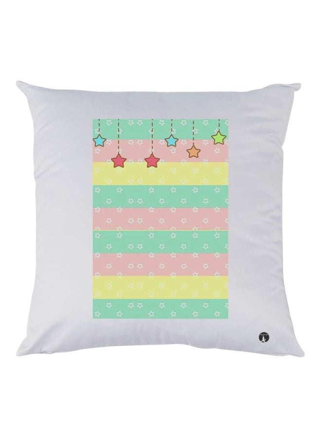 بي بي وسادة بطبعة نجوم وردي/أخضر/أبيض 30x30سم