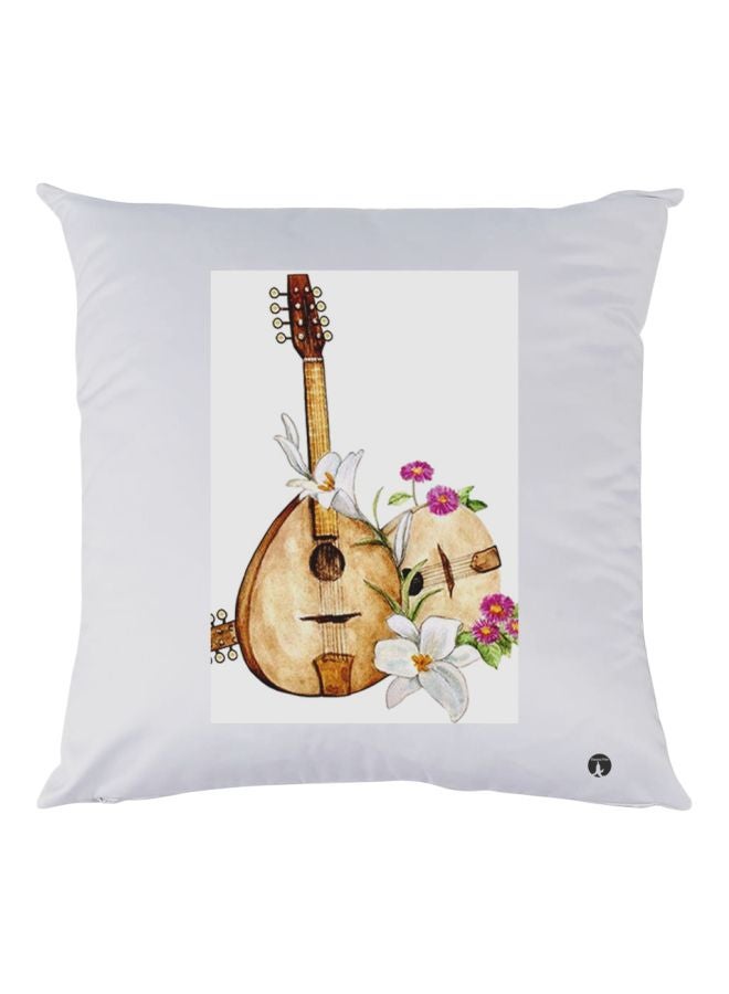 BP Guitar Printed Pillow White/Brown/Purple 30x30cm