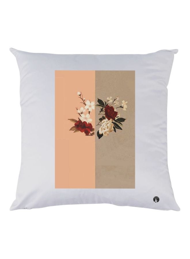 BP Floral Printed Throw Pillow White/Beige/Brown 30x30cm