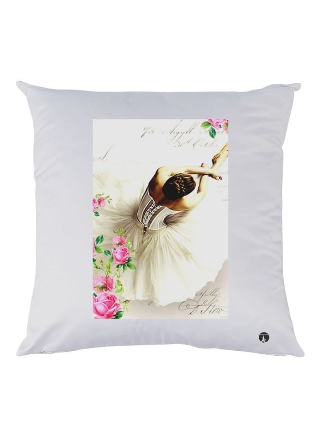 BP Girl Printed Throw Pillow White/Yellow/Pink 30x30cm