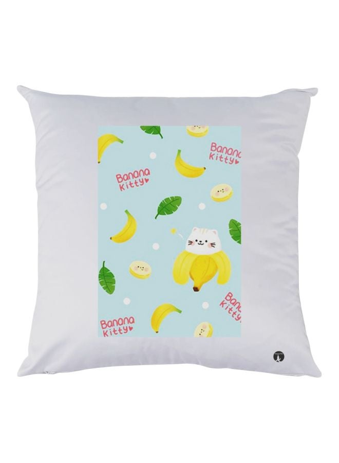بي بي وسادة زينة بطبعة الموز أبيض/أزرق/أصفر 30x30سم