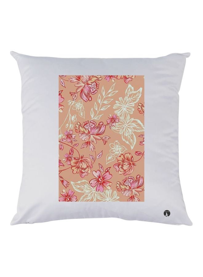 BP Floral Printed Throw Pillow White/Orange/Pink 30x30cm