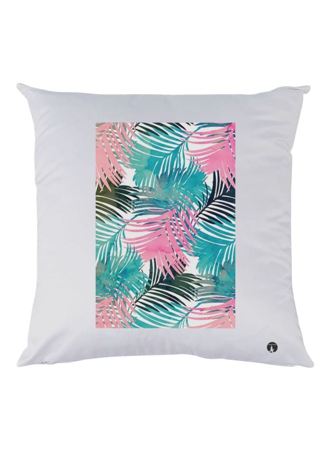 BP Leave Printed Throw Pillow White/Blue/Pink 30x30cm