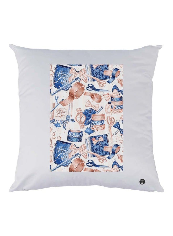 BP Printed Cushion polyester White/Blue/Pink 30x30cm