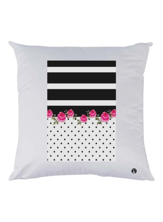 وسادة ديكور بطبعة ورود polyester أبيض/أسود/وردي 30x30سم