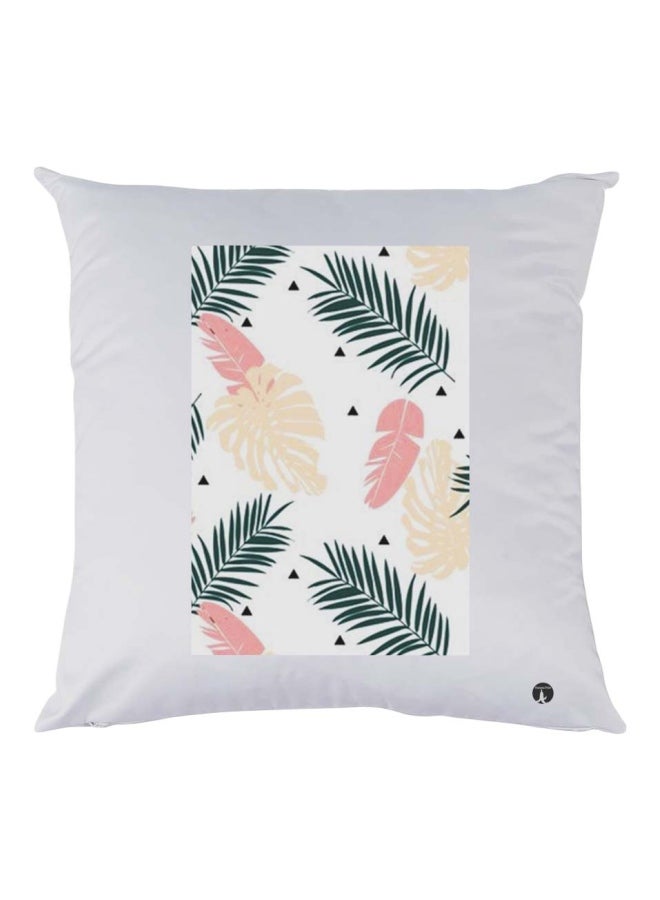 BP Leaves Printed Cushion Polyester White/Green/Beige 30x30cm