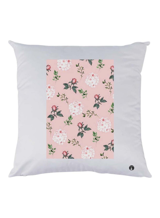 بي بي وسادة زينة بطبعة أزهار أبيض/وردي/أخضر 30x30سم