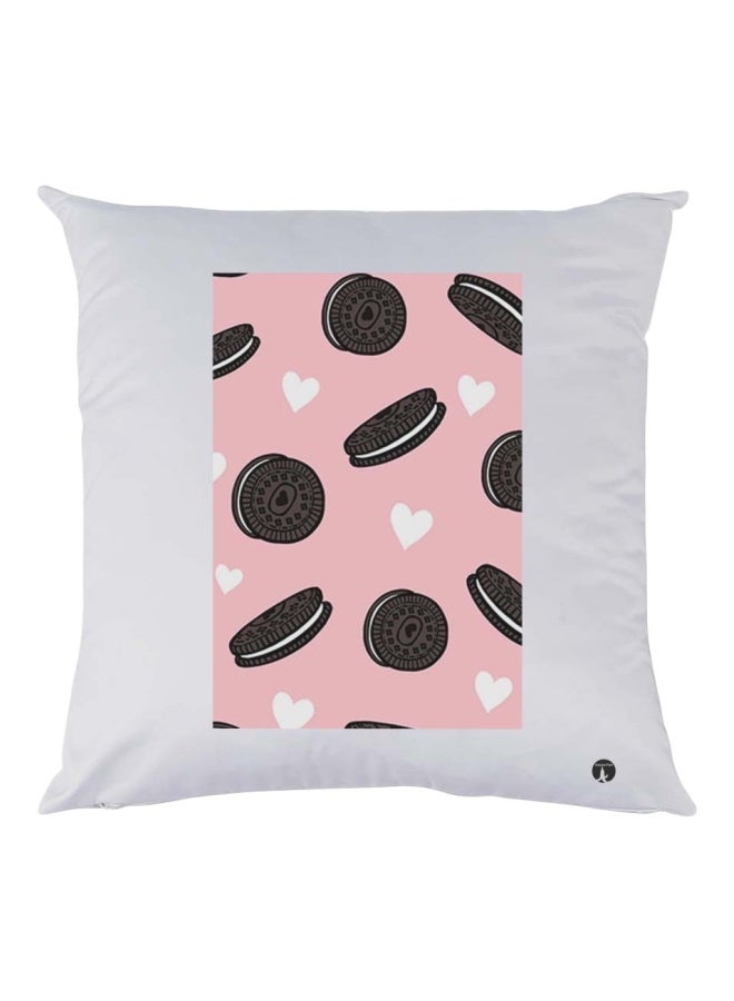 بي بي وسادة زينة بطبعة بسكويت أوريو أبيض/ بني/ وردي 30x30سم