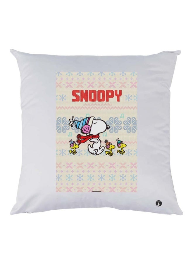 بي بي وسادة زينة بطبعة شخصية سنوبي أبيض/أحمر/بيج 30x30سم