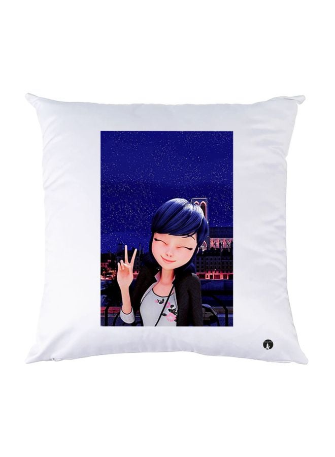 BP Girl Printed Throw Pillow White/Blue/Pink 30x30cm