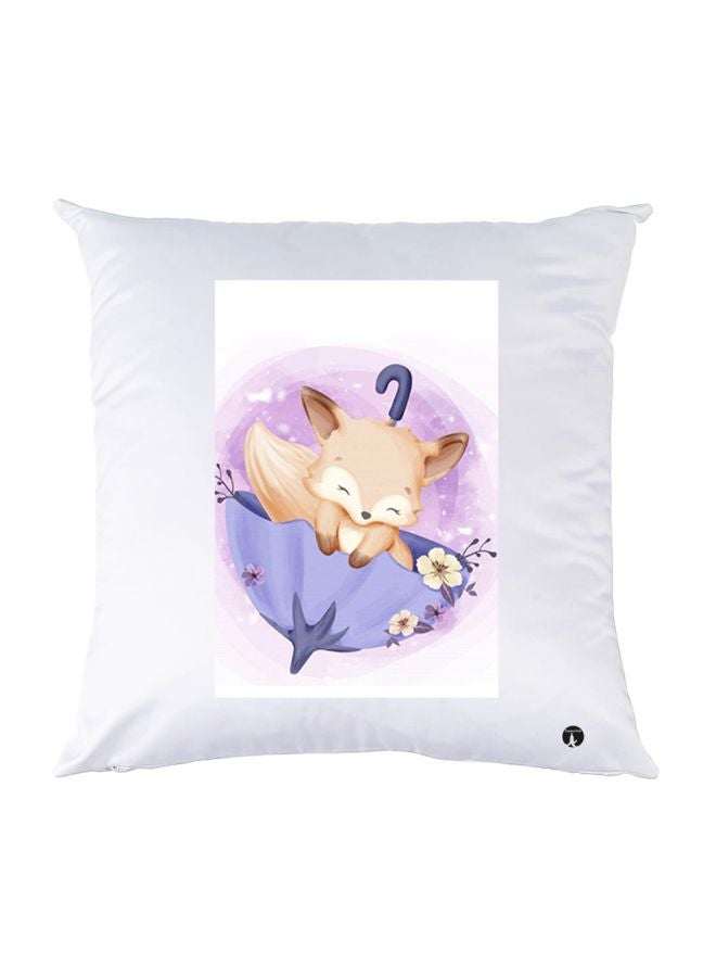 BP Fox Printed Throw Pillow White/Purple/Brown 30x30cm