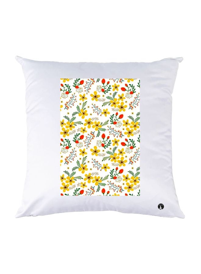 BP Floral Printed Throw Pillow White/Yellow/Green 30x30cm