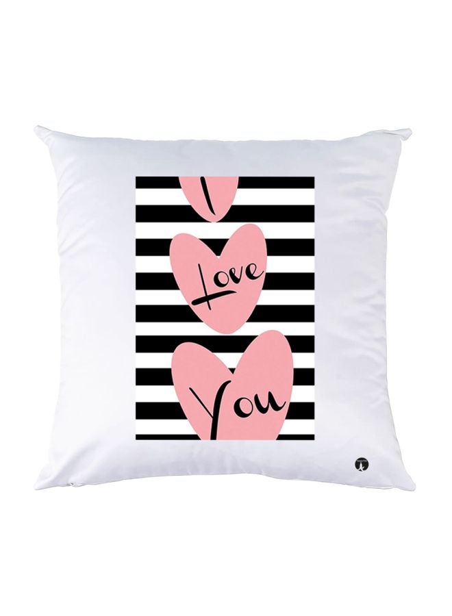 بي بي وسادة زينة بنمط يحمل عبارة "I Love You" أبيض/أسود/وردي 30x30سم