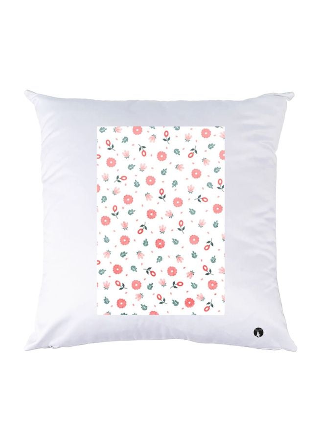 بي بي غطاء وسادة مطبوع عليه زهور أبيض/وردي/أخضر 30x30سم