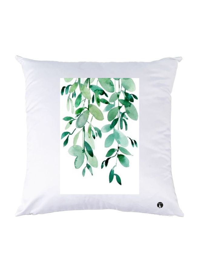 بي بي وسادة زينة بطبعة أوراق شجر أبيض/أخضر 30x30سم
