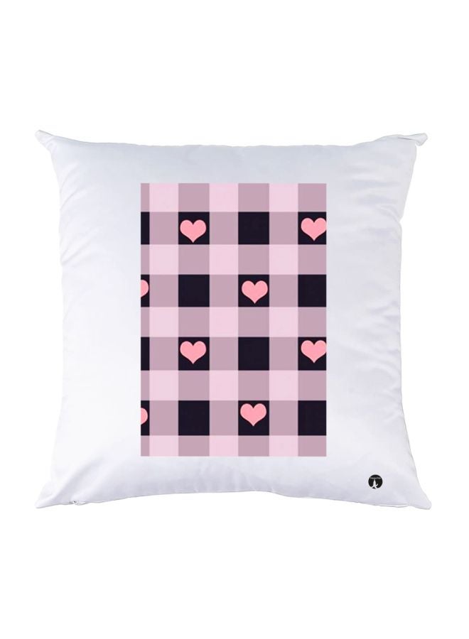 بي بي وسادة زينة مزينة بطبعة على شكل قلوب أبيض/وردي/أسود 30x30سم