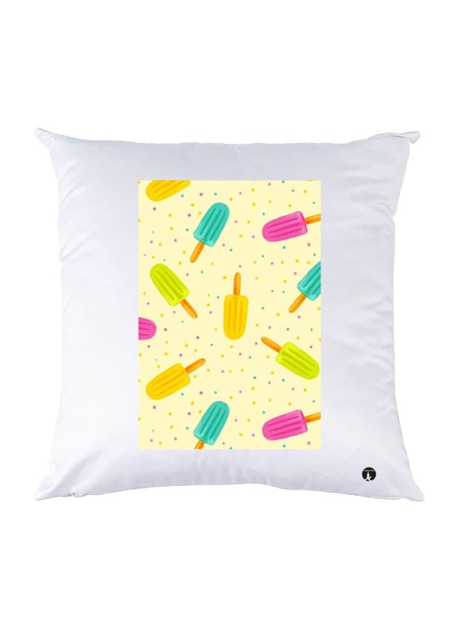 بي بي وسادة زينة بطبعة أيس كريم أبيض/أصفر/أخضر 30x30سم