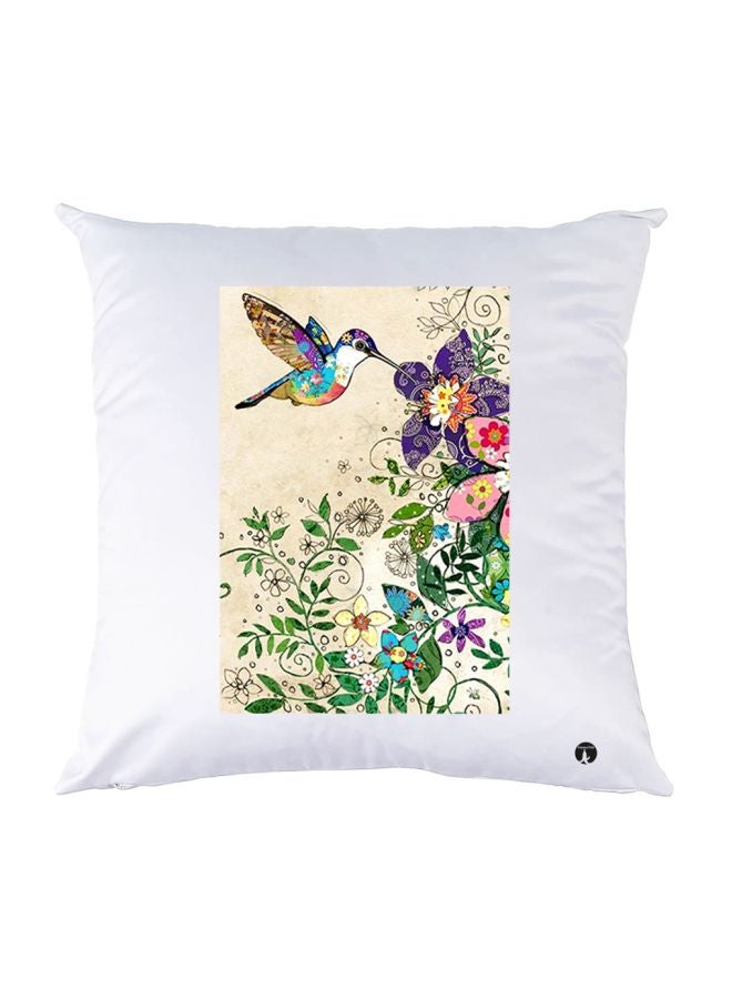 BP Bird With Flower And Leaves Printed Throw Pillow White/Purple/Green