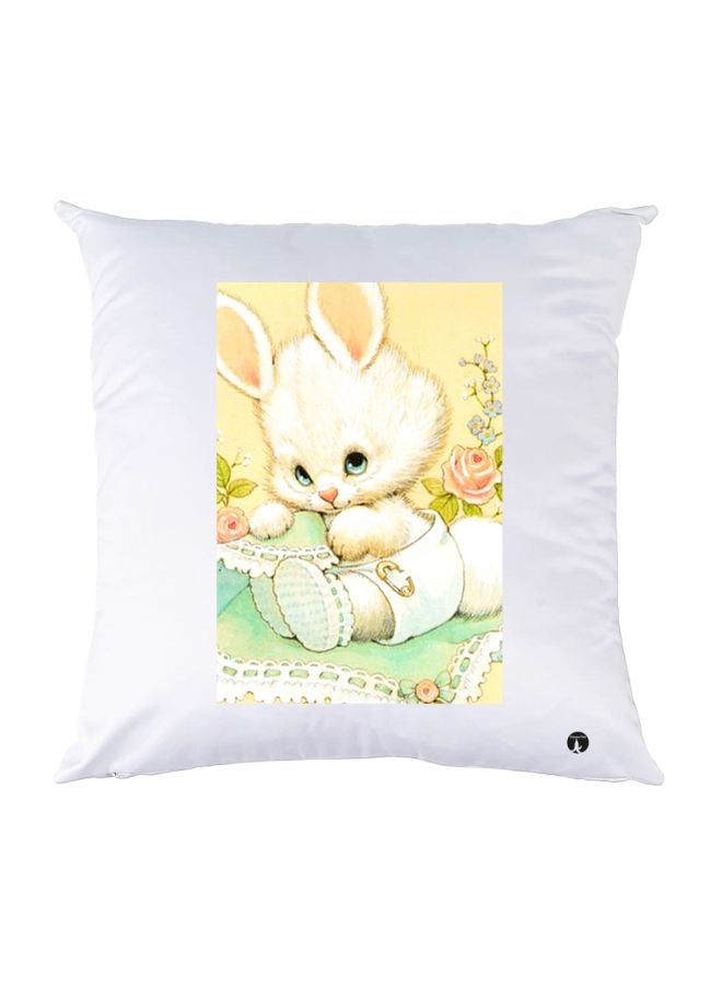 بي بي وسادة زينة بطبعة أرنب أبيض/أخضر/بيج 30x30سم