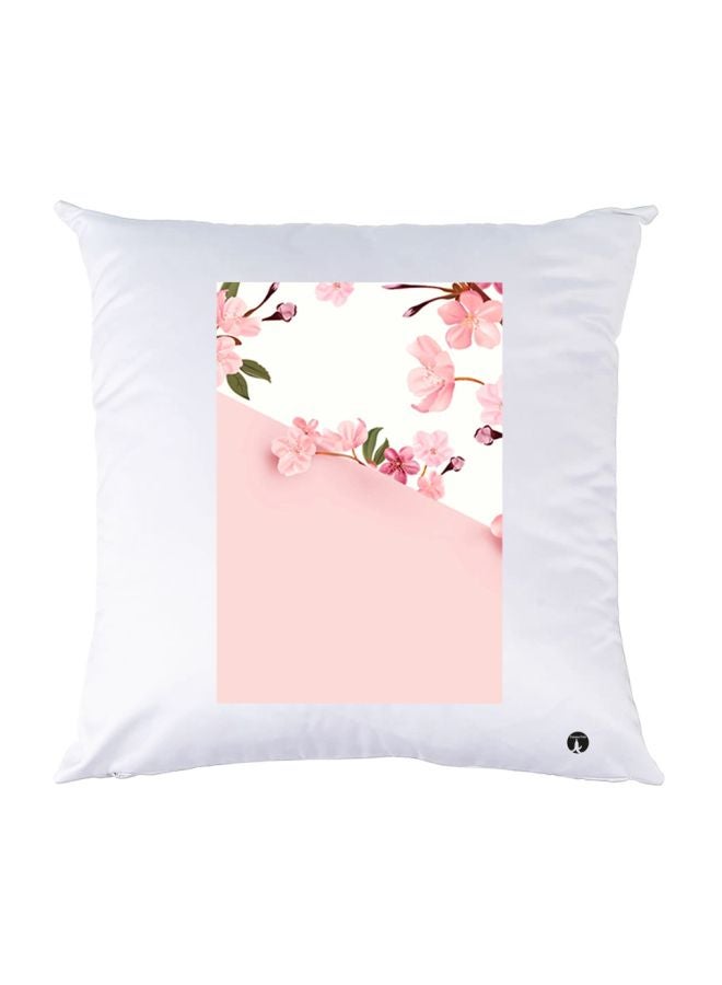 BP Floral Printed Throw Pillow White/Pink/Green 30x30cm